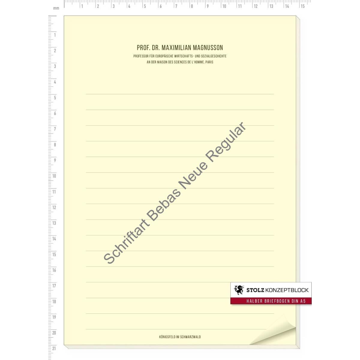 STOLZ Konzeptblock A5 liniert (Bebas Neue Regular)